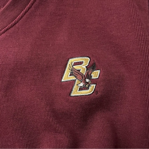 Cutter & Buck Boston College Cotton Maroon Embroidered V Neck Sweater Vest BB - Picture 4 of 7